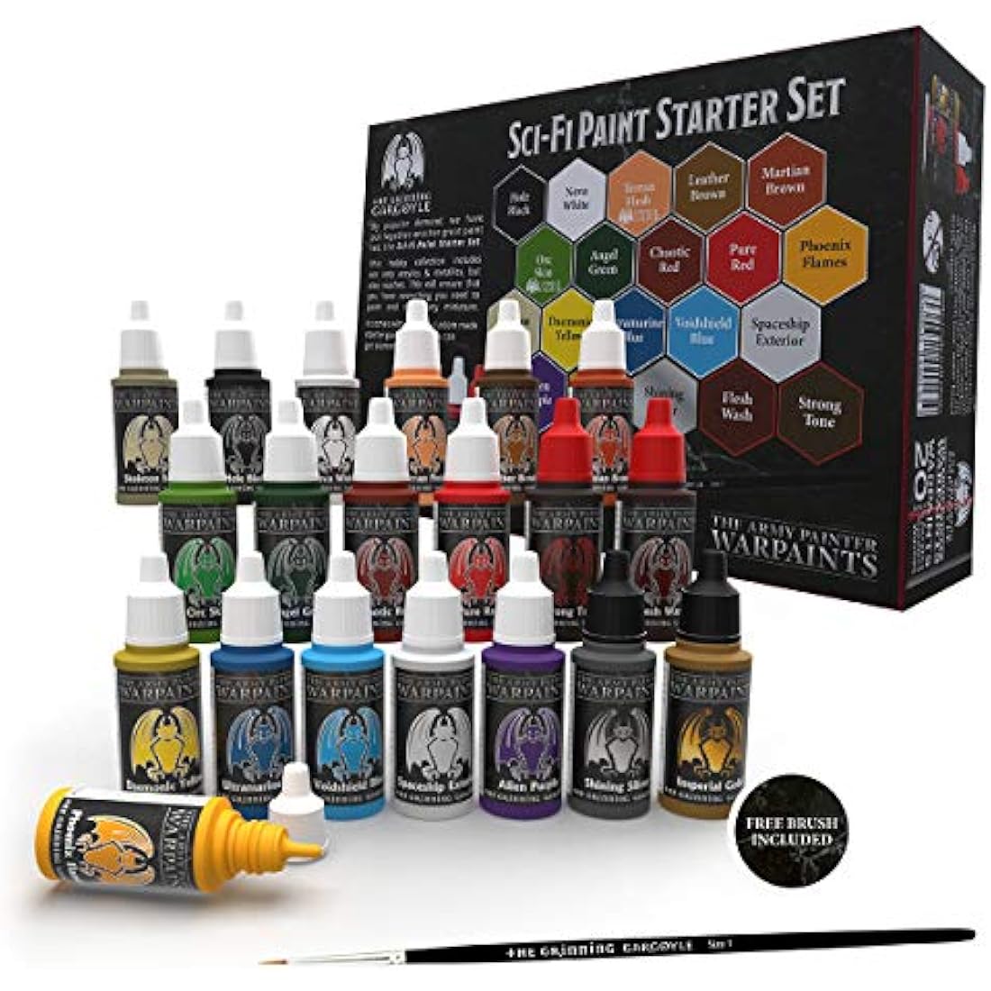 Grinning Gargoyle Sci-Fi Miniature Paint Set - 20 Colors with Brush