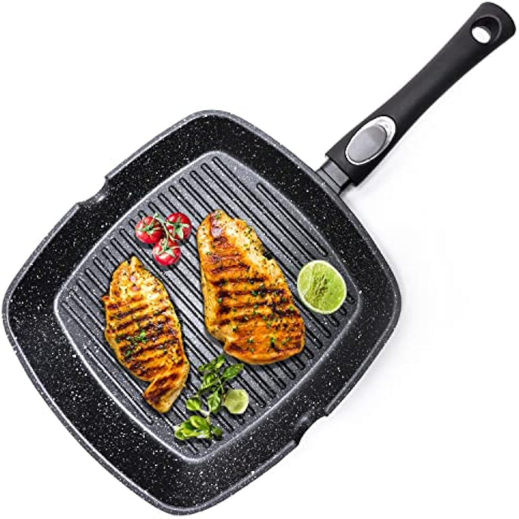 Chef Wonderful Non-Stick Griddle Pan - 28cm Induction Steak Pan with Handle