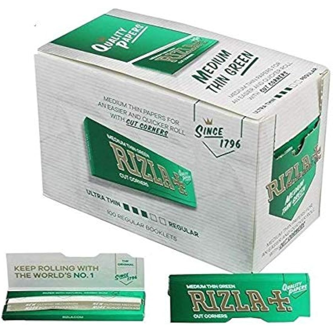 Rizla Green Rolling Papers – Medium Weight Cigarette Paper, 100 Packs