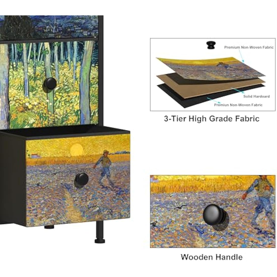 VEDECASA 12 Drawer Fabric Dresser – Van Gogh Tall Storage Chest