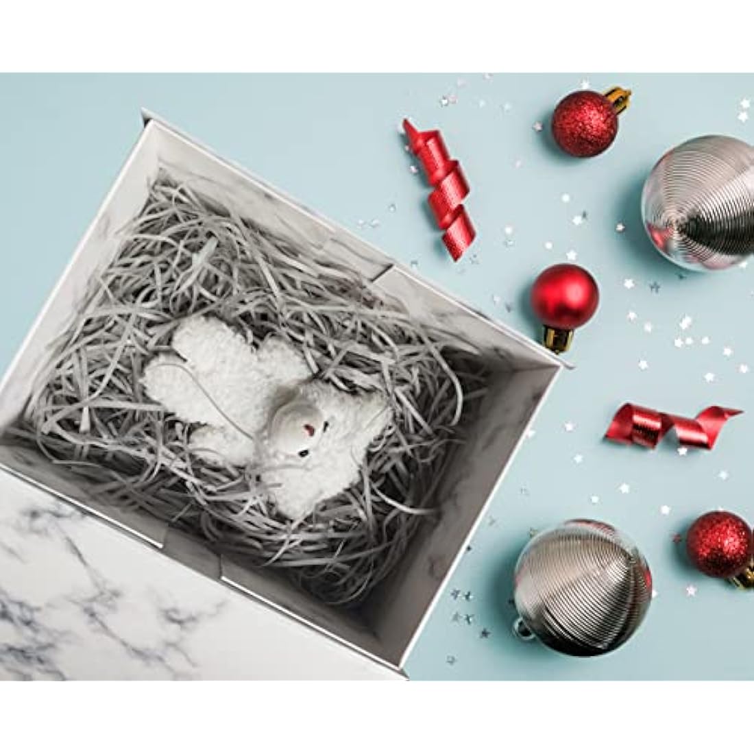 Large Marble Magnetic Gift Box with Ribbon – 33x26x11cm