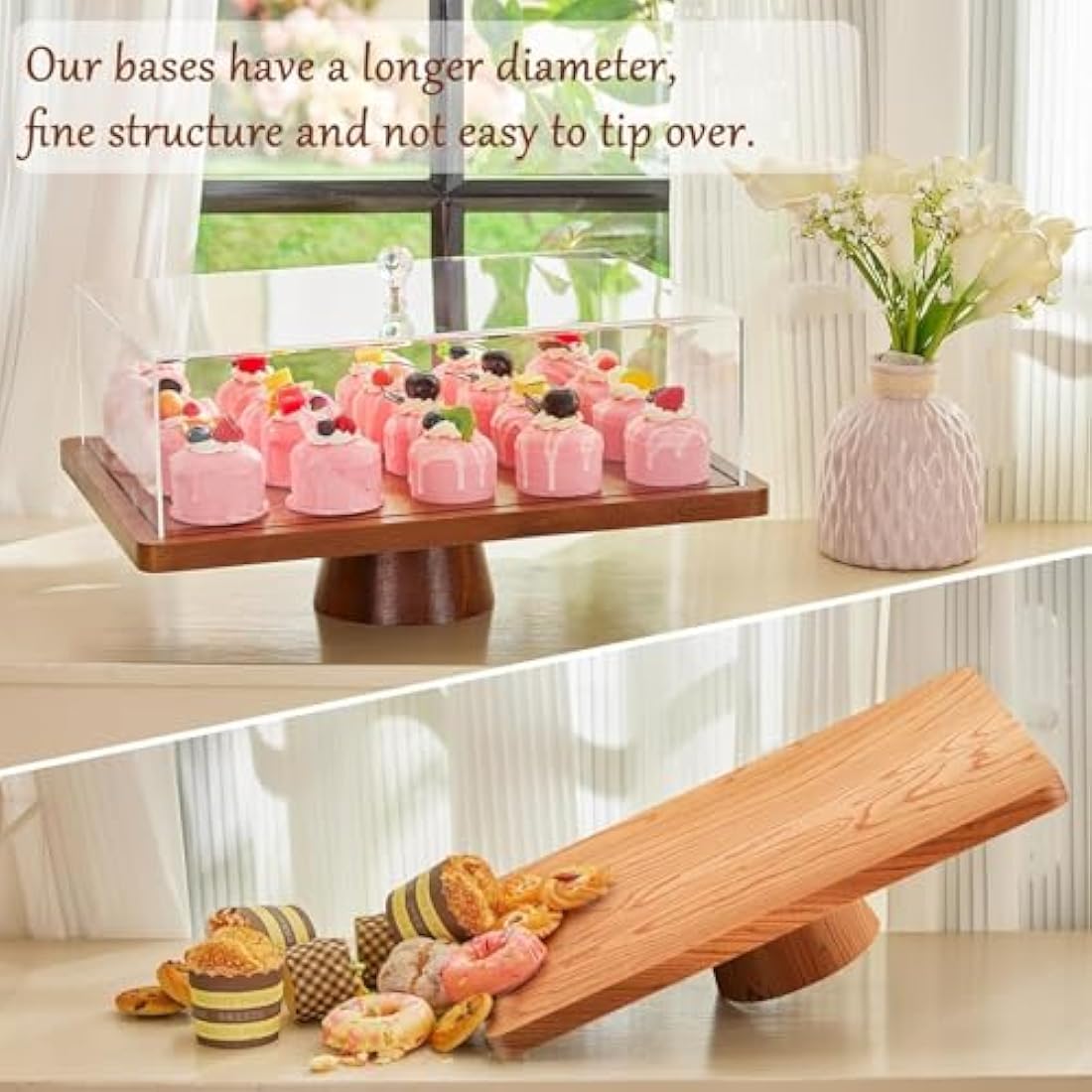 Acacia Wood Cake Stand – 2-in-1 Charcuterie Board with Lid