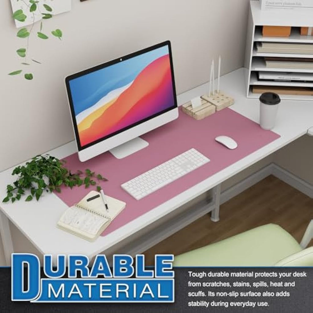K KNODEL Dual-Sided Leather Desk Mat – Waterproof Office Pad, Purple