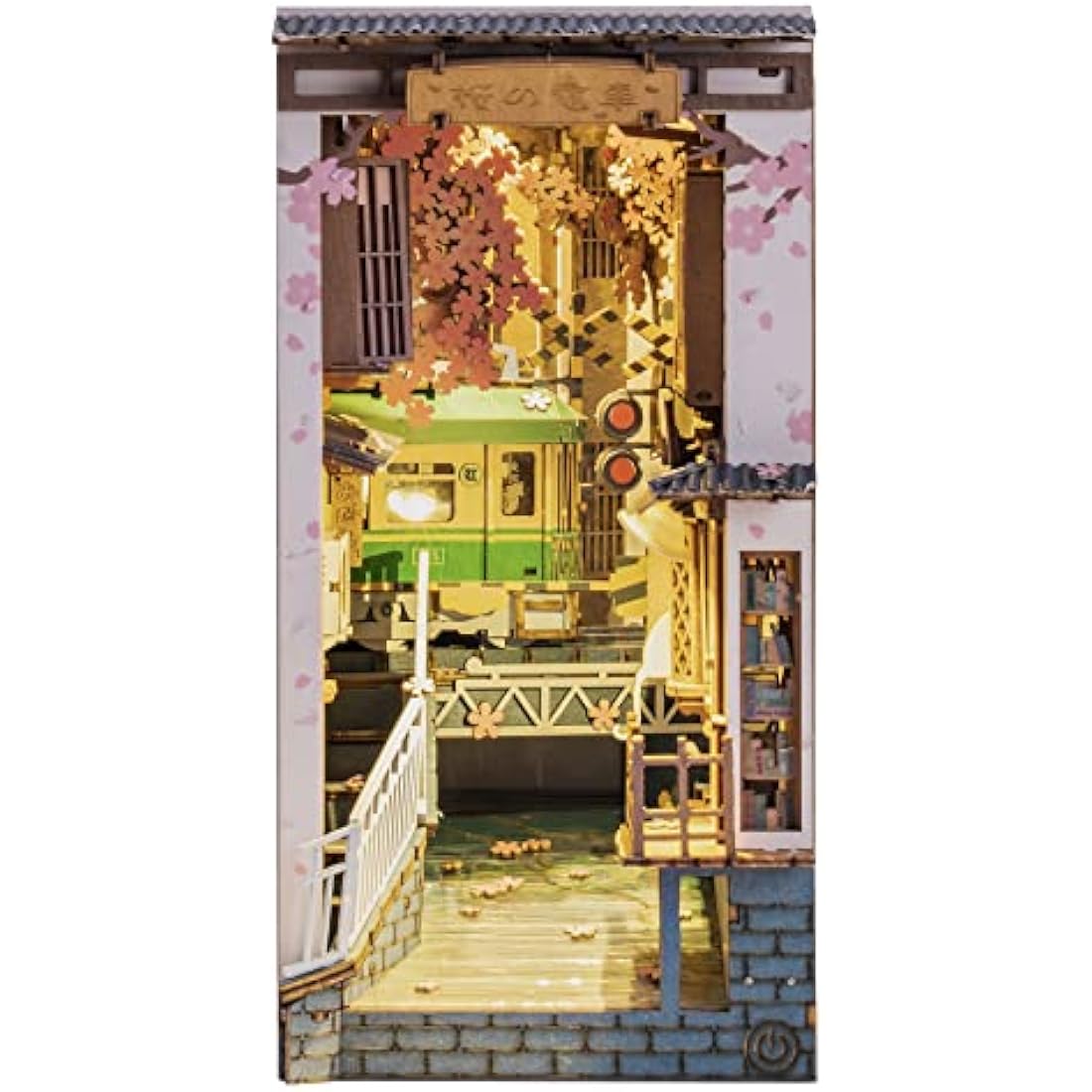 Robotime Sakura Densya DIY Wooden Book Nook Kit – Miniature Dollhouse