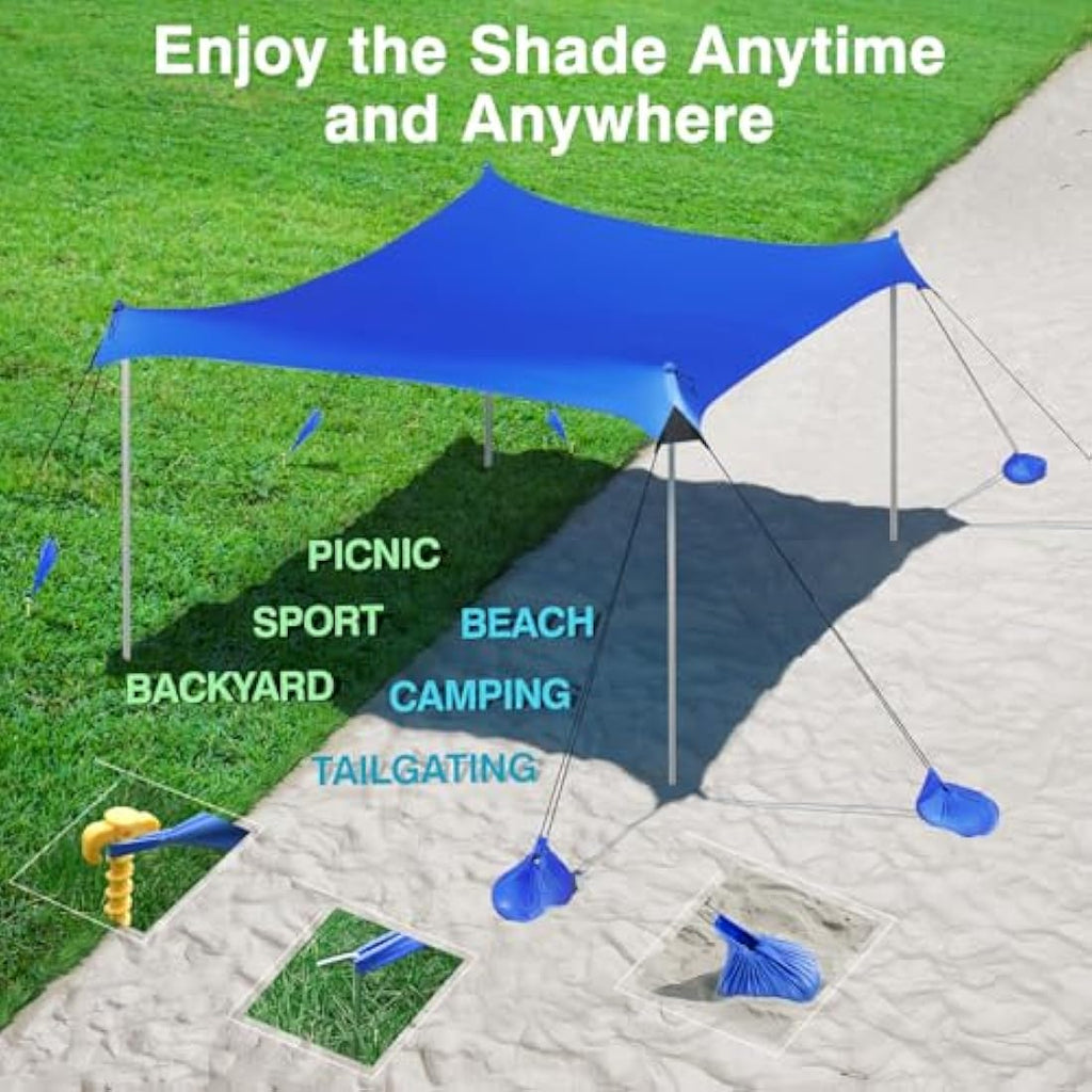 Rhino Valley 10x10ft Beach Tent – 8 Person UPF 50+ Lycra Sun Shelter