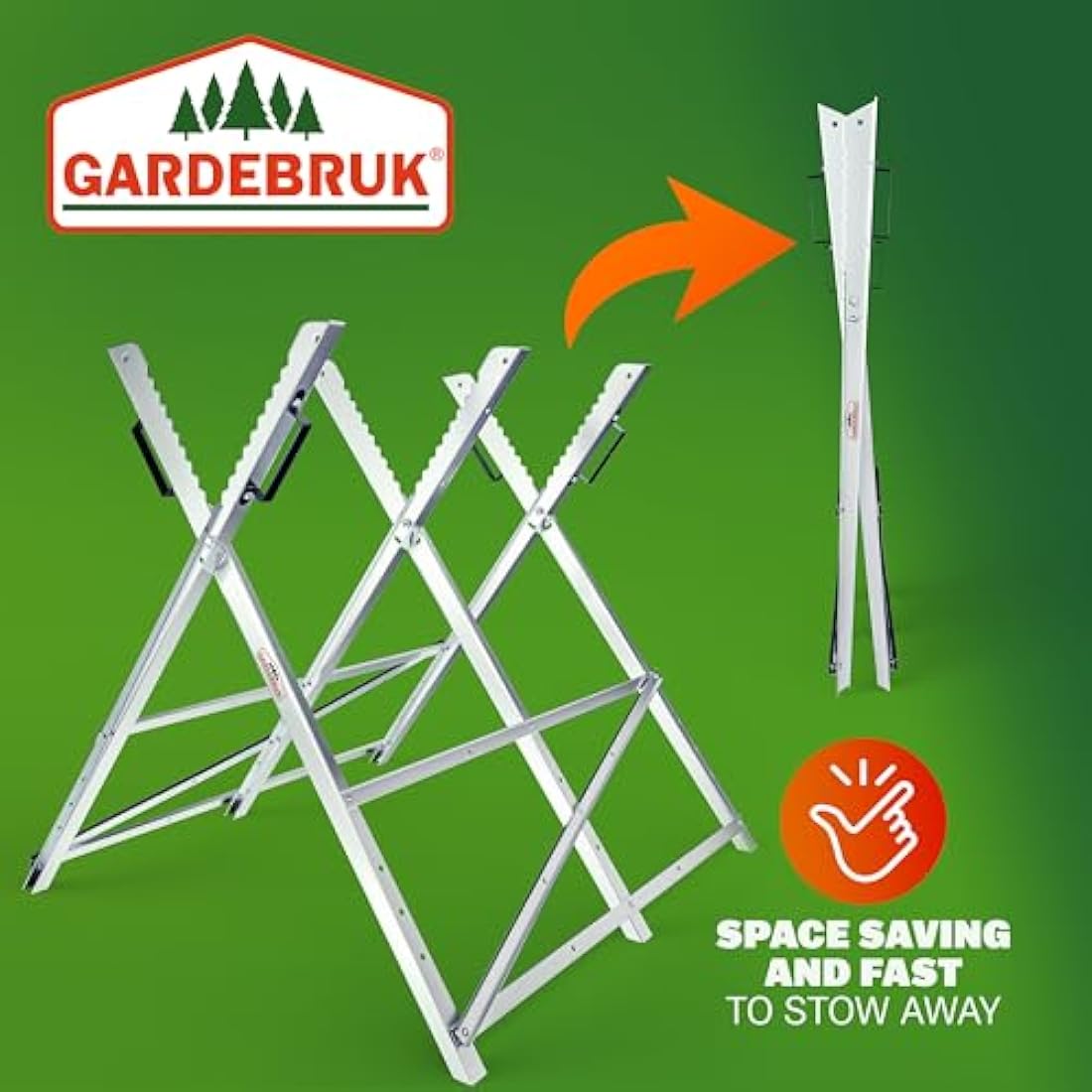 GARDEBRUK Folding Galvanised Saw Horse | Heavy Duty 150kg Log Holder