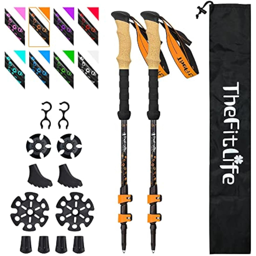 TheFitLife Carbon Fiber Trekking Poles | Ultralight Collapsible Hiking Sticks