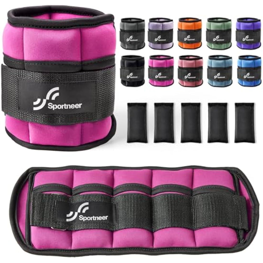 Sportneer Adjustable Ankle Weights Set | Neoprene Wrist Straps 0.9-4.5kg