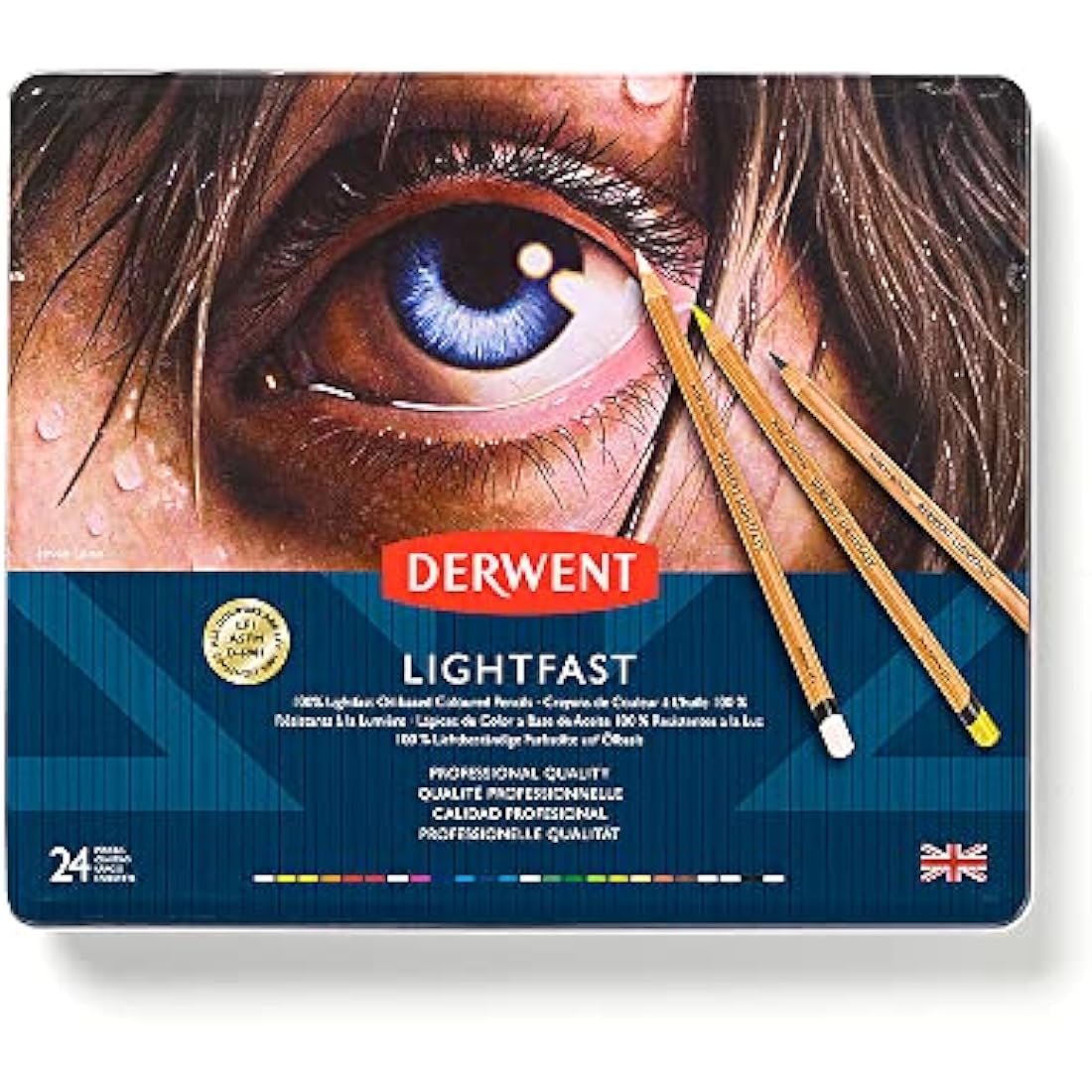 Derwent Lightfast Pencils - Set of 24 Professional Oil-Based Tin