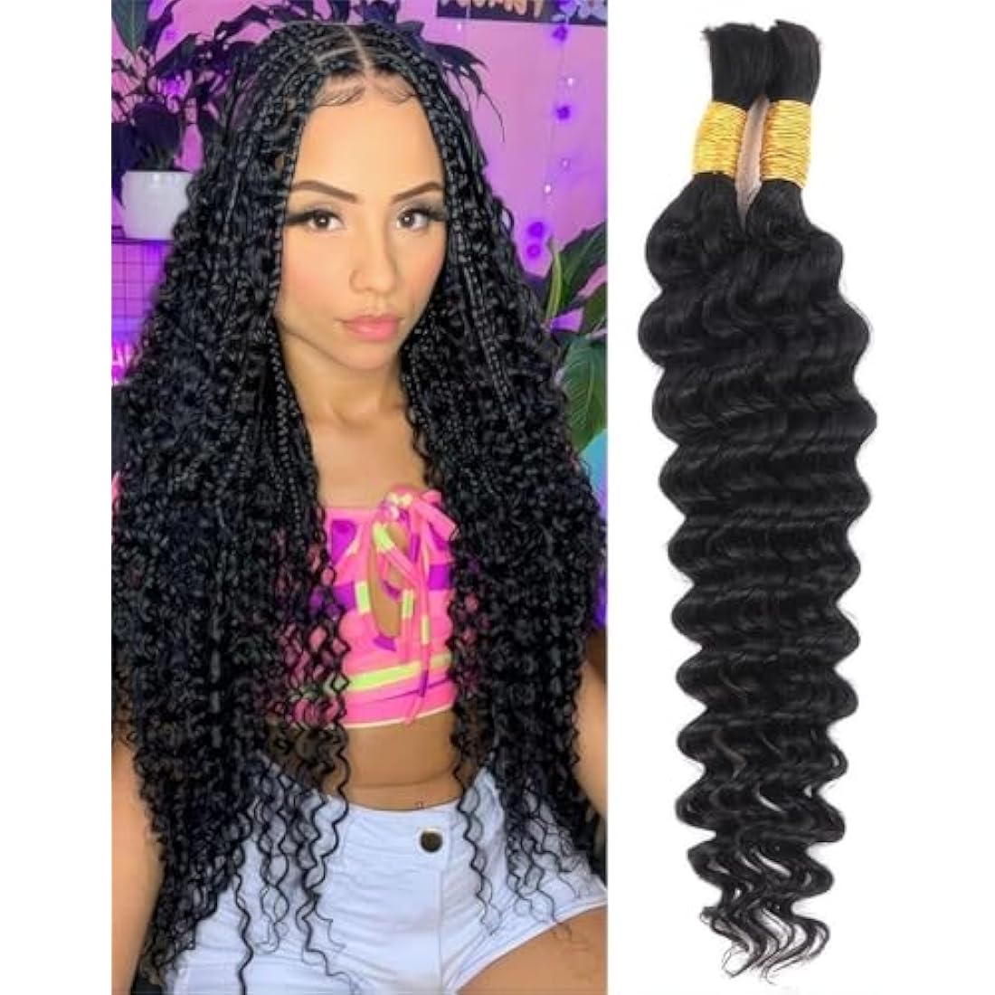 Sexycat Deep Curly Human Braiding Hair – 16 Inch 100g Brazilian Virgin