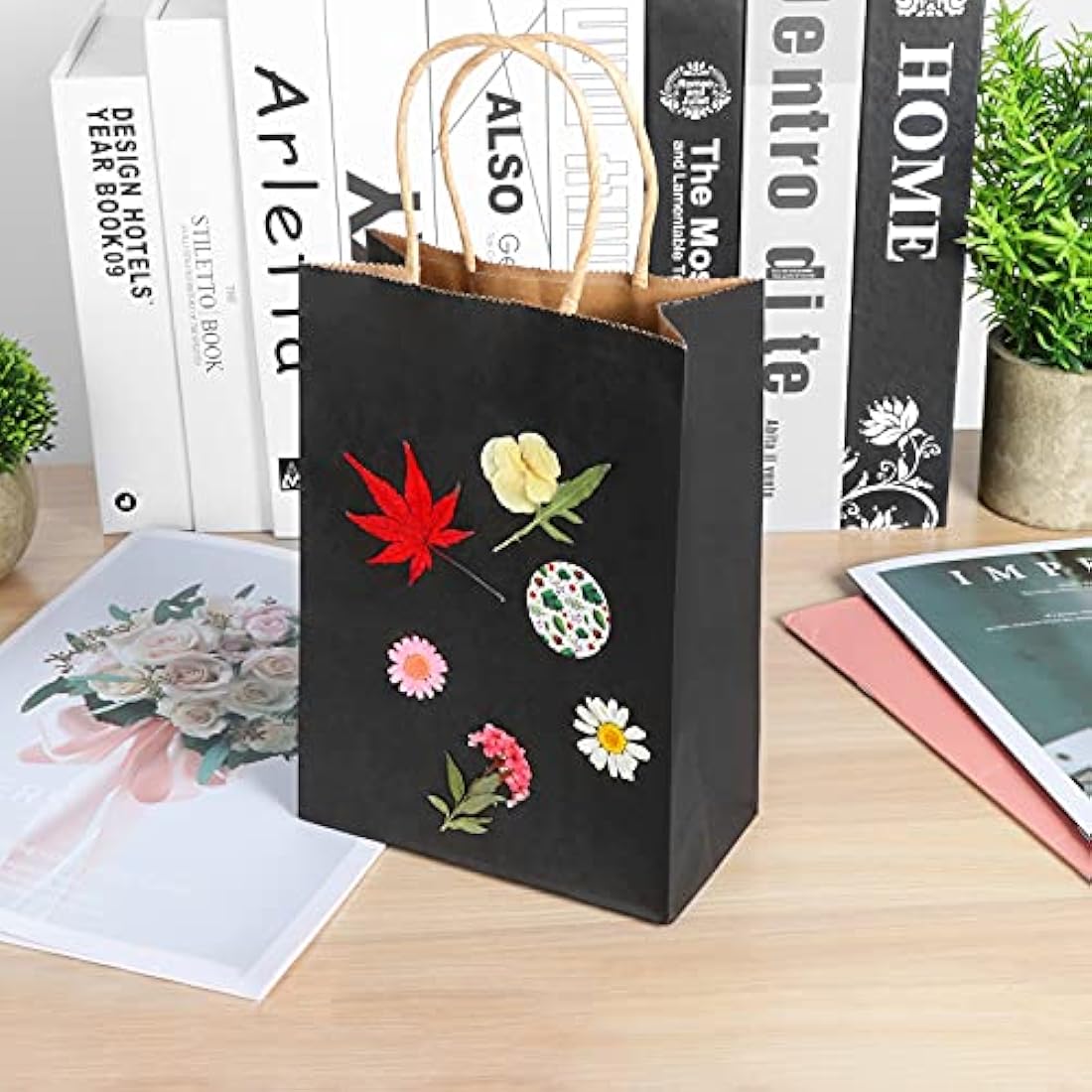 Large Black Paper Gift Bags with Handles - 18 Pack