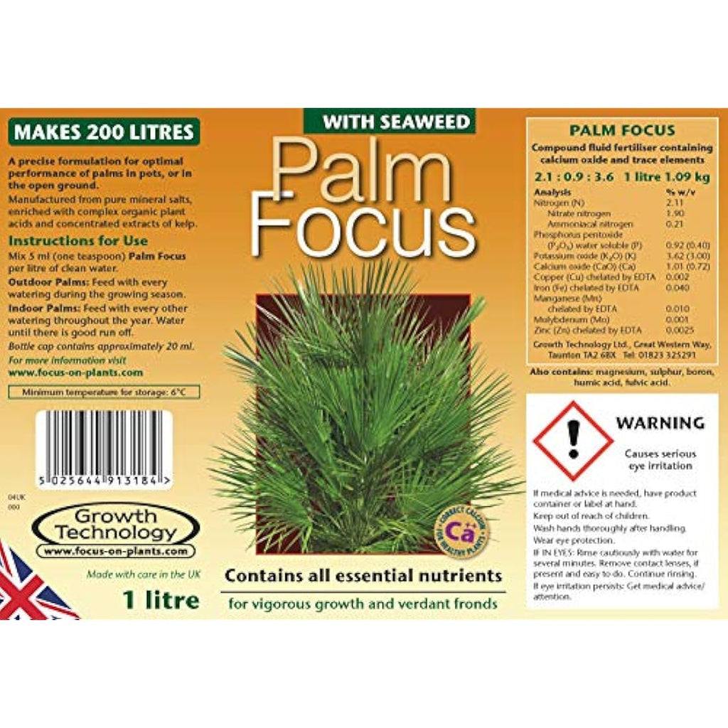 Growth Technology Palm Focus Liquid Fertilizer for Indoor & Outdoor - 1L