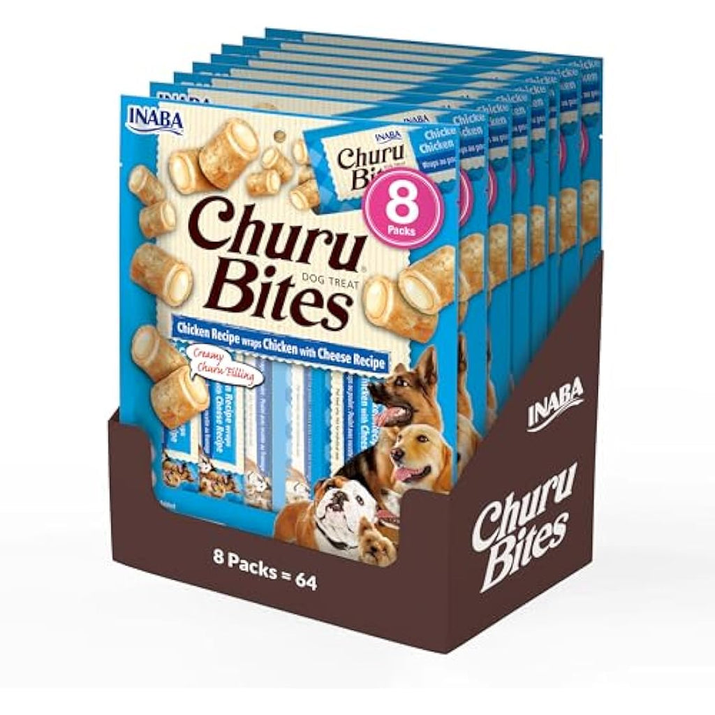 Inaba Churu Bites Dog Treats – Chicken & Cheese Grain-Free 8 Pack