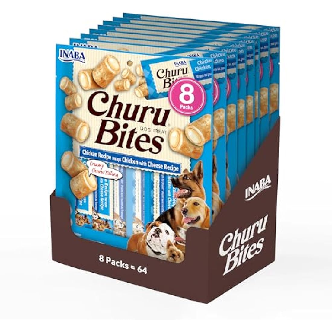 Inaba Churu Bites Dog Treats – Chicken & Cheese Grain-Free 8 Pack