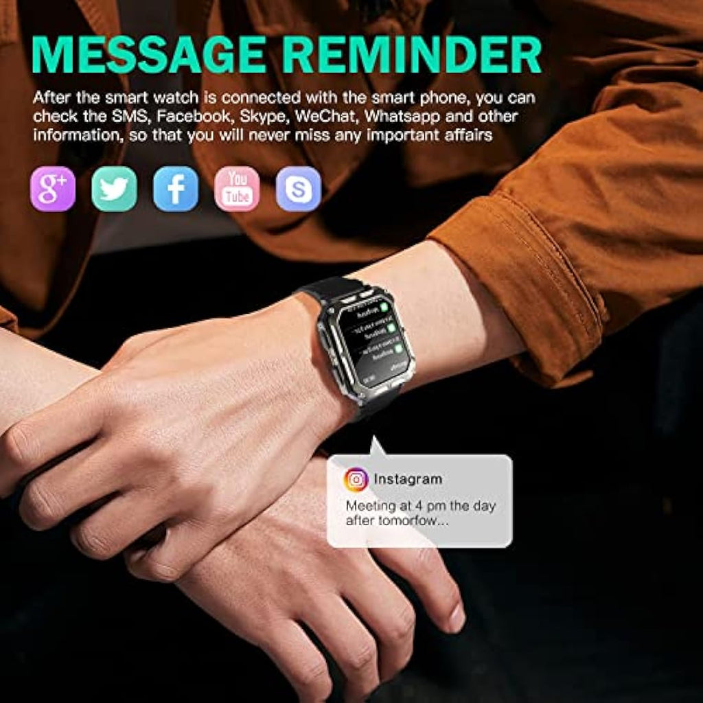 Military Smart Watch for Men - IP68 Waterproof Fitness Tracker