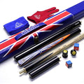 CUESOUL 57" Ebony Snooker Cue | 3/4 Jointed Ash Shaft with Union Jack Case