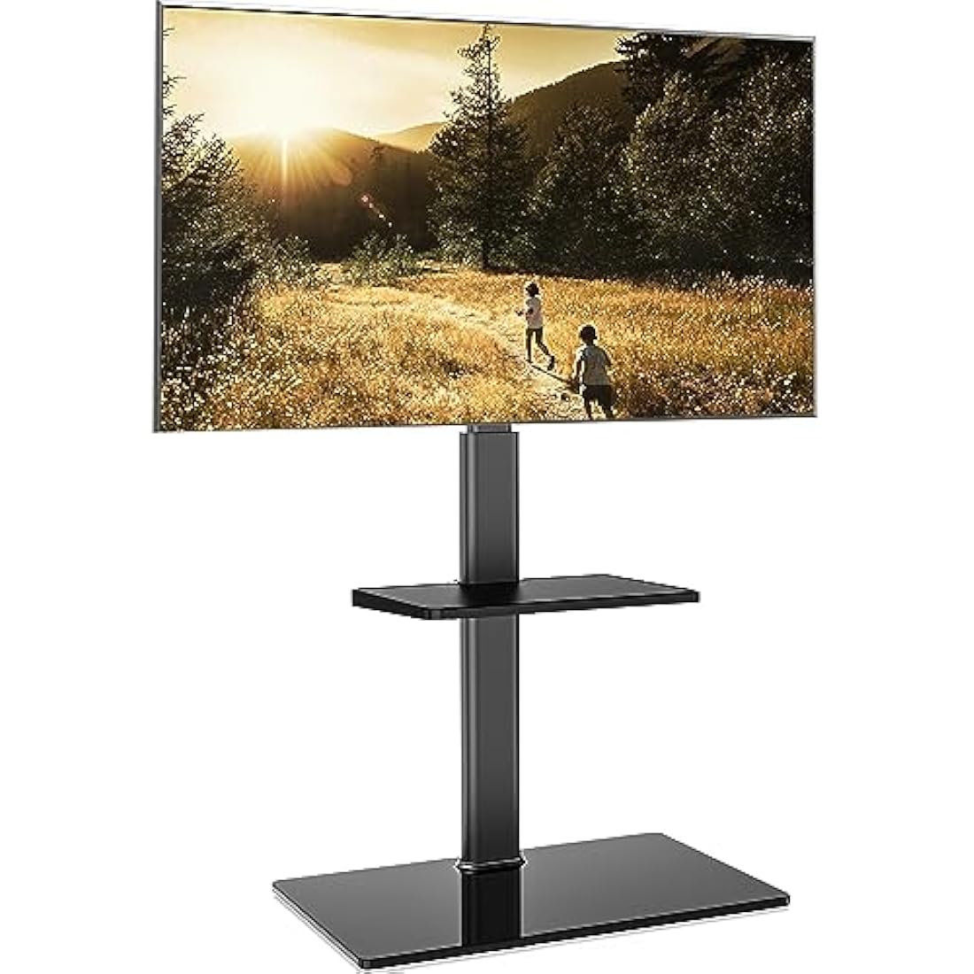 FITUEYES TV Floor Stand | Swivel Mount for 32-60 inch TVs with Shelf