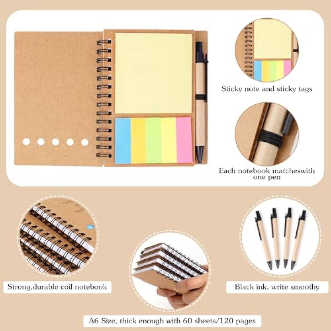 Spiral Notebook Set | 42 Bulk Pocket Journals with Pens