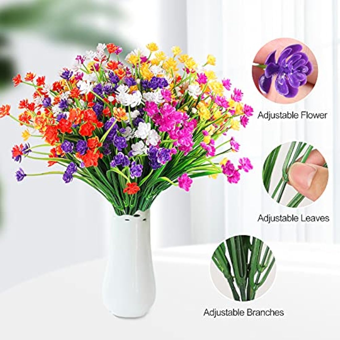 Jolof Store 10 Bundles Artificial Flowers – UV Resistant Faux Plants