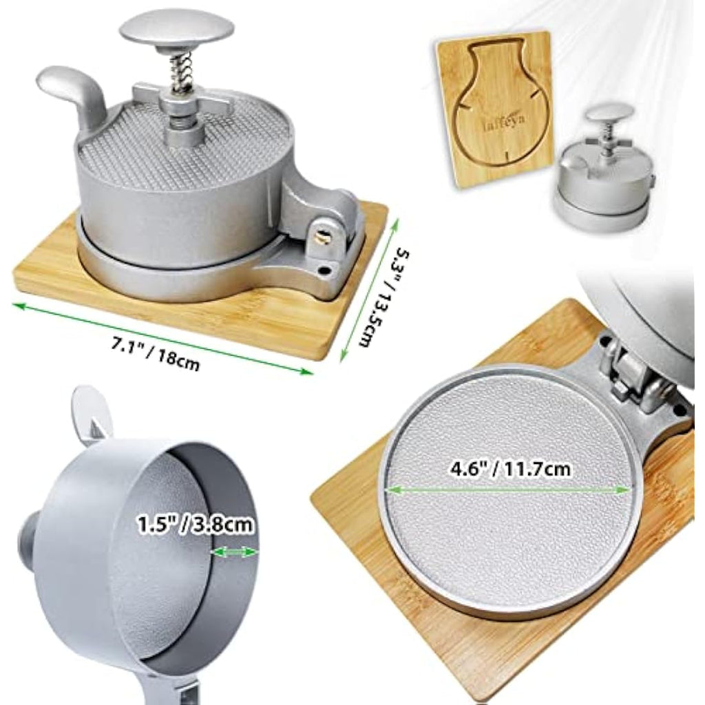 Laffeya Adjustable Spring Burger Press – Non-Stick Patty Maker with Wood Base