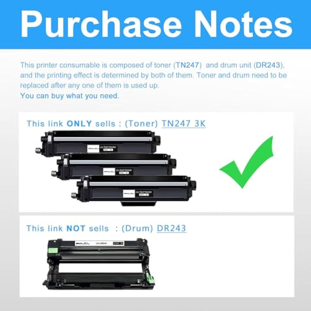 LCL TN247 Black Toner Cartridge for Brother HL-L3210CW MFC-L3750CDW (3-Pack)
