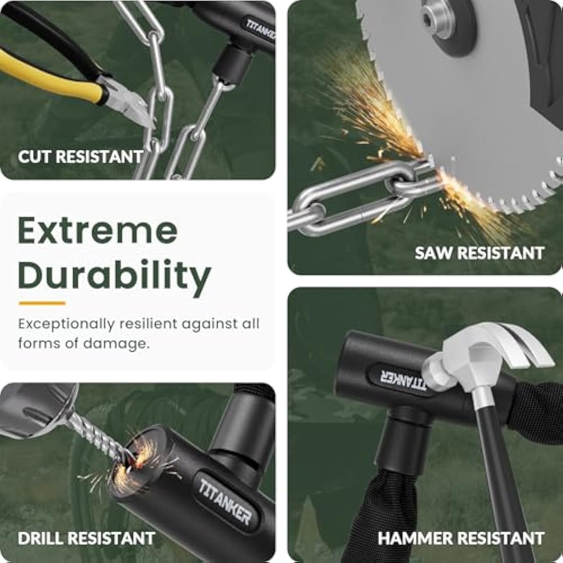 Titanker Heavy Duty Bike Chain Lock – 6mm Steel Anti-Theft Lock with 2 Keys