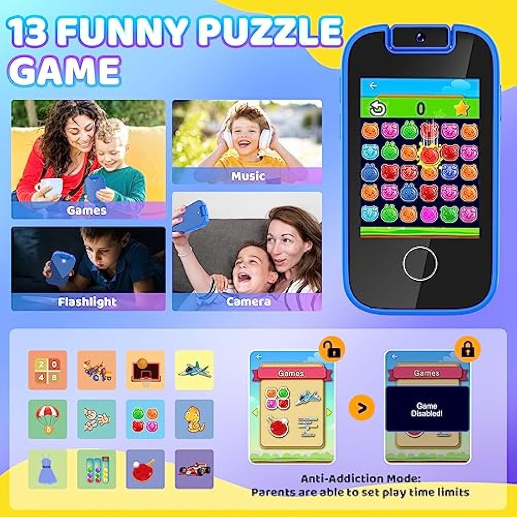 Jolof Store Kids Smart Phone | Dual Camera Toy Phone with MP3 & 8GB SD Card