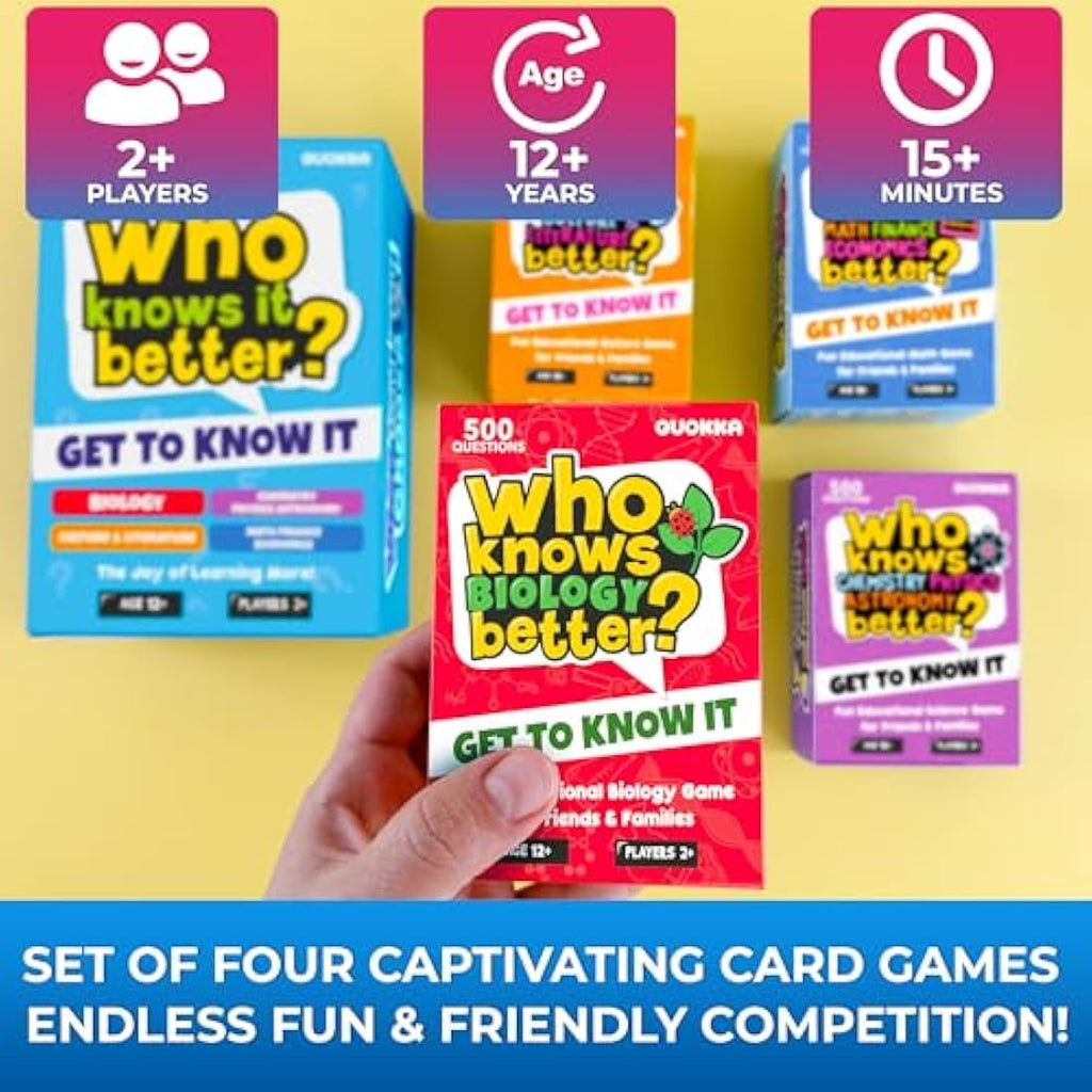QUOKKA 4-in-1 Trivia Card Game | Educational Family Board Game