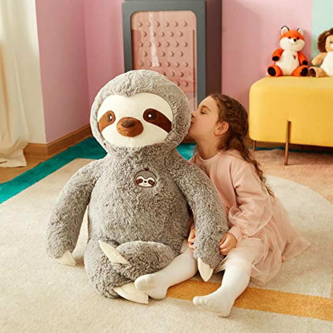 IKASA Giant Sloth Stuffed Animal – Large Soft Plush Toy (Grey, 78cm)