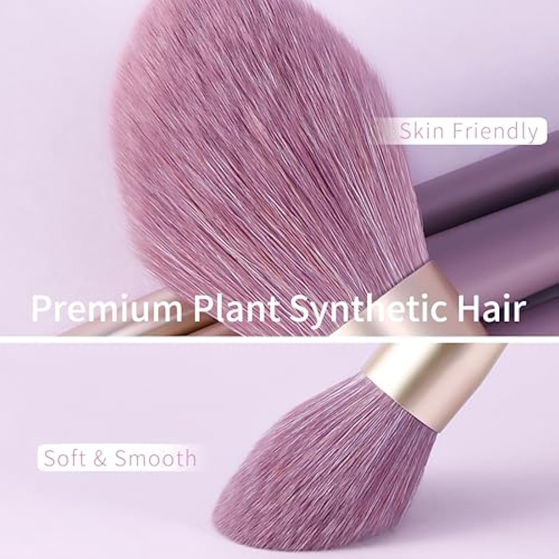 ENZO KEN Purple Vegan Makeup Brush Set with Case – 100% Natural Fiber