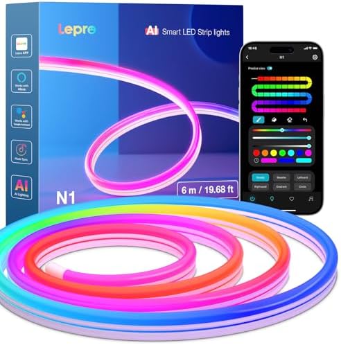 Lepro N1 AI Smart Neon Light Strip – 6M RGB LED Rope with Music Sync