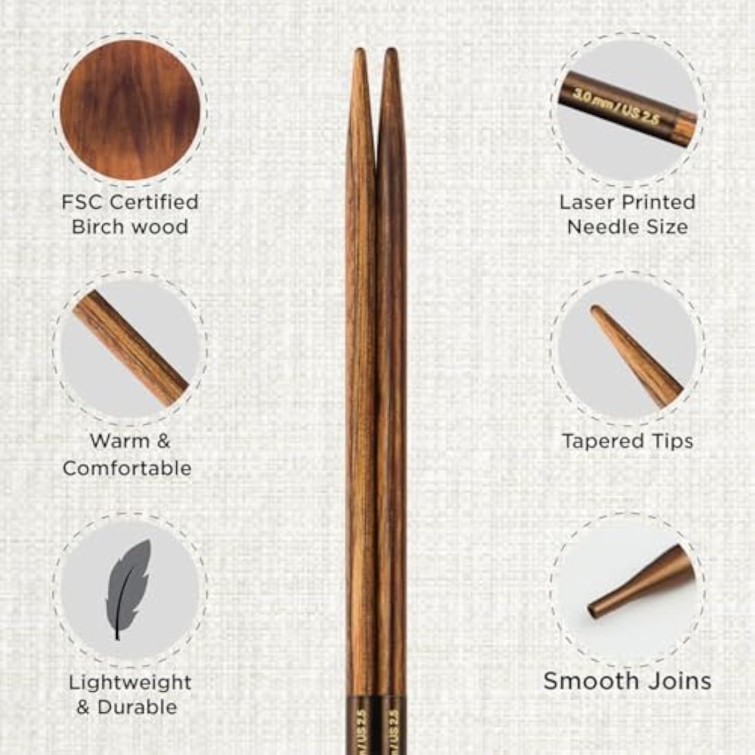 KnitPro Ginger Regal Interchangeable Needle Set | 11 Sizes Birch Wood