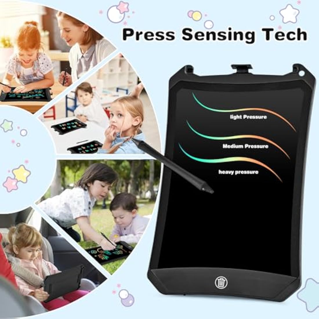 PINKCAT 8.5in LCD Writing Tablet | Colorful Doodle Board for Kids - Black