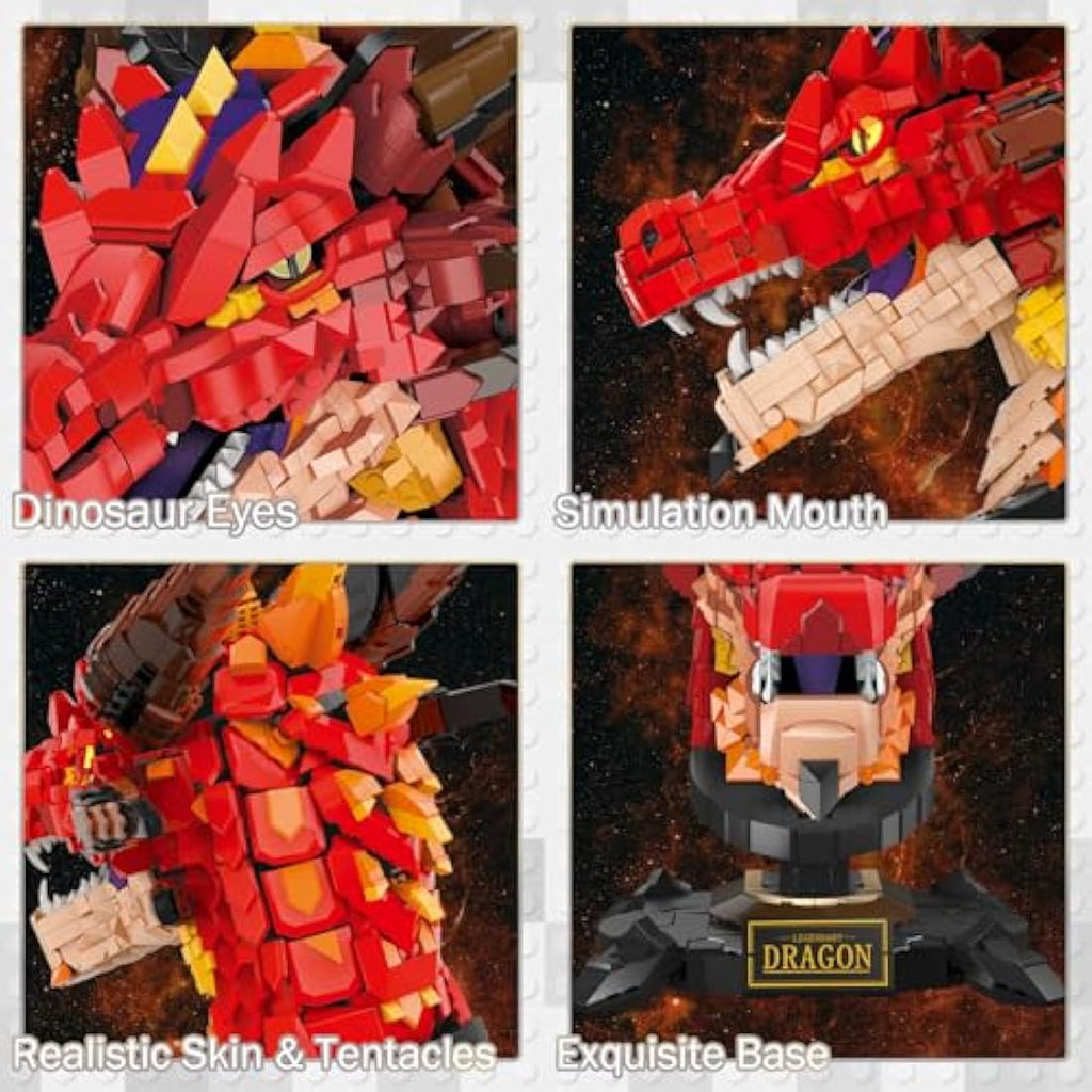 JMBricklayer Dragon Head Building Blocks Model Kit - 2713 Piece Fantasy Toy