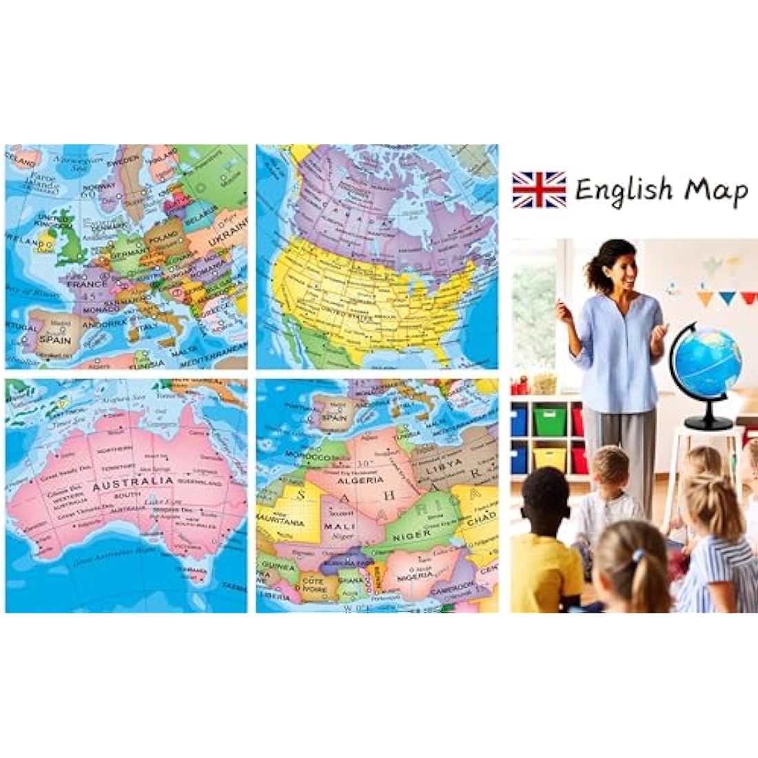 EXERZ 30cm World Globe – Large Educational Political Map for Schools
