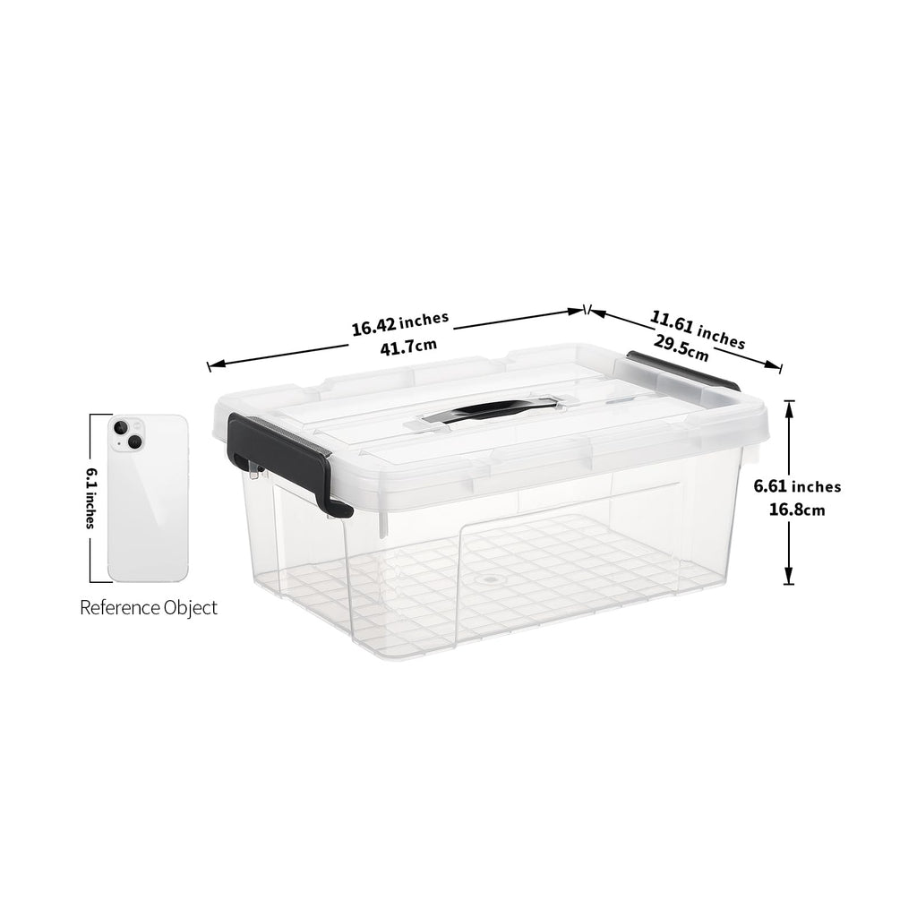 Cetomo 15L*4 Storage Boxes, Carry Plastic Storage Box with Lids, Clear Organizing Container with Handle and Secure Latches - image 3