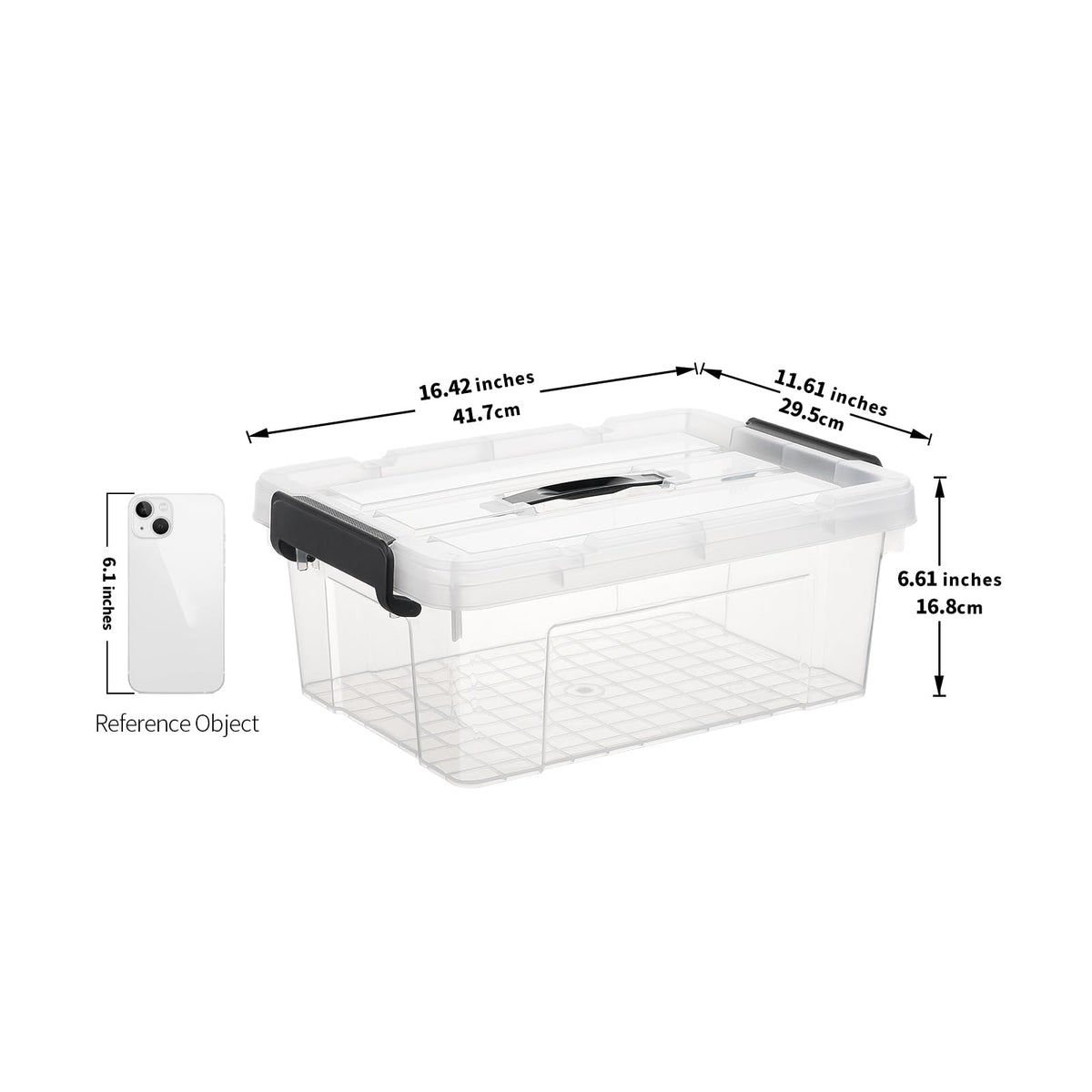 Cetomo 15L*4 Storage Boxes, Carry Plastic Storage Box with Lids, Clear Organizing Container with Handle and Secure Latches - image 3