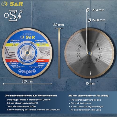 S&R Diamond Saw Blade 250mm – Cutting Disc for Porcelain and Granite