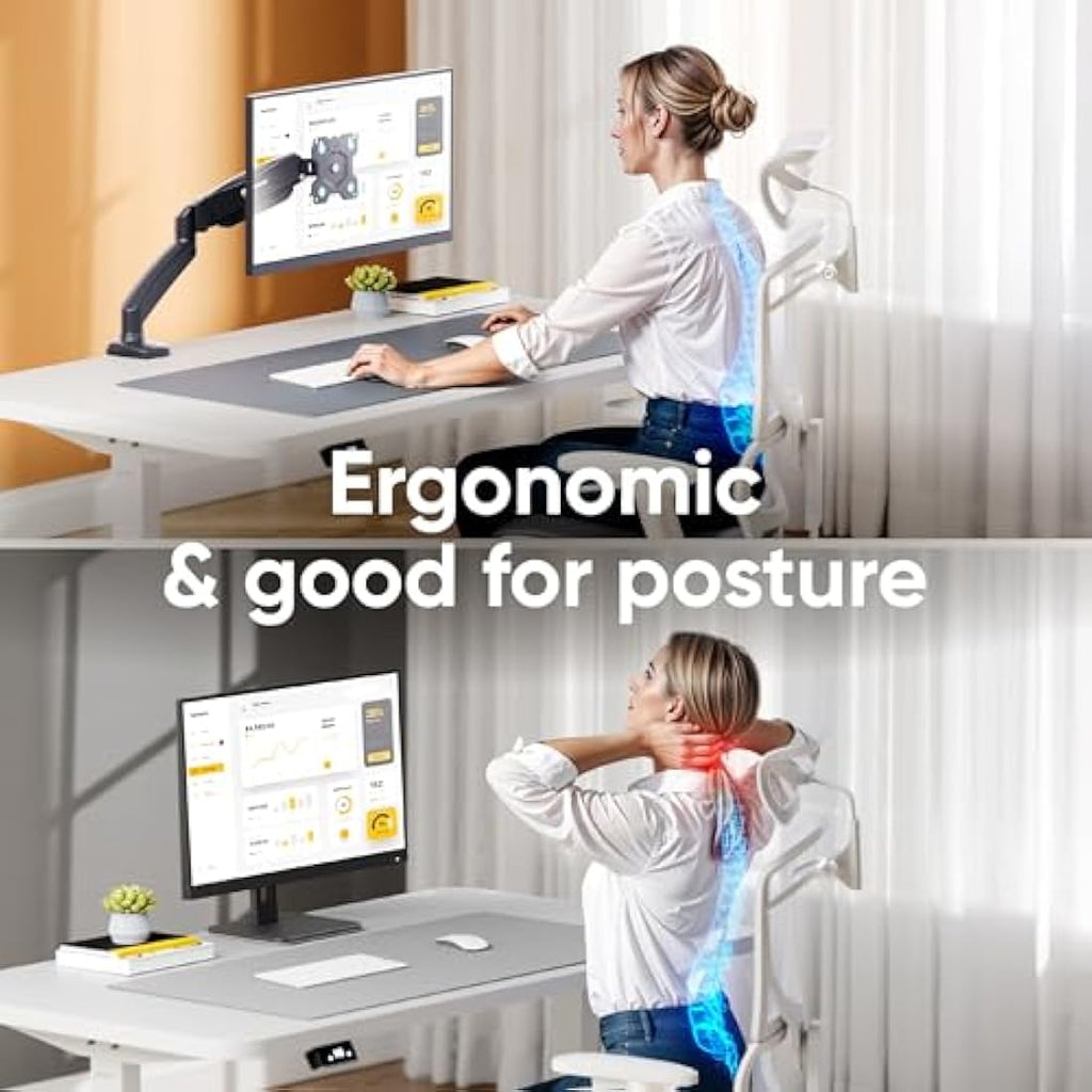 ONKRON G80-B Single Monitor Arm – Gas Spring Desk Mount for 13-32" Screens