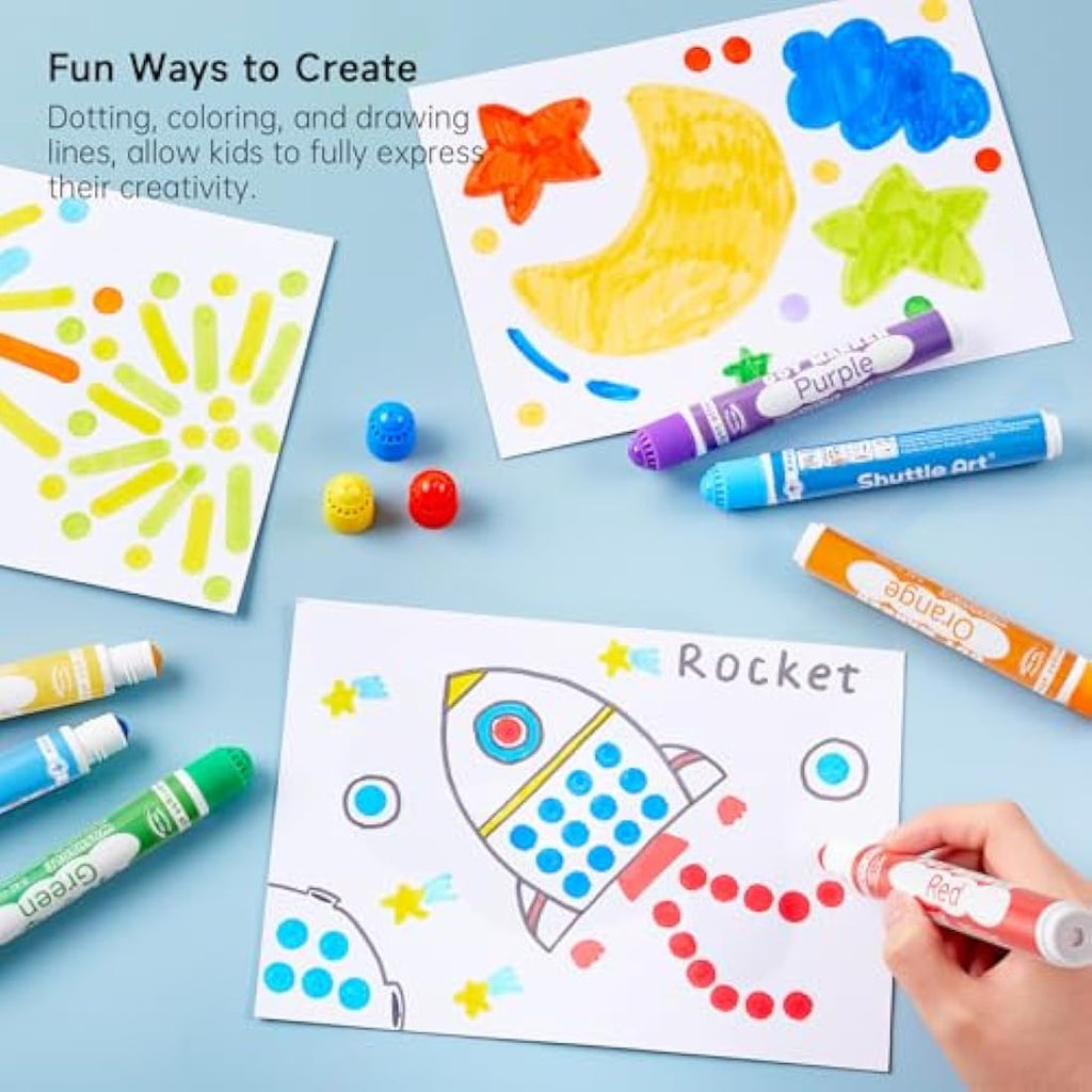 Shuttle Art 30 Colors Dot Markers – Washable Bingo Dabbers for Kids