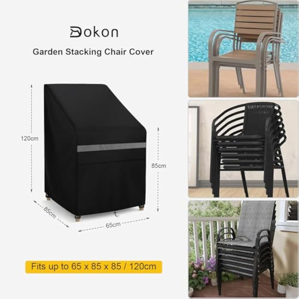 Dokon Waterproof Garden Stacking Chair Cover | Heavy Duty 420D Oxford