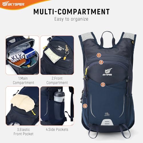 SKYSPER 15L Hiking Backpack – Lightweight Breathable Travel Daypack