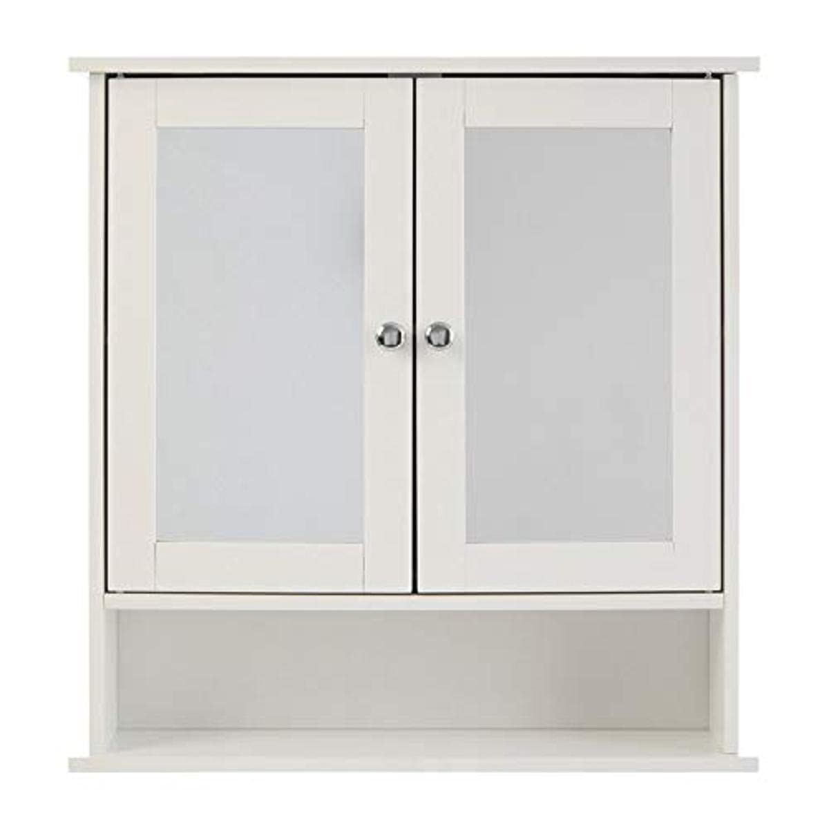 Premier White Wall Mounted Bathroom Mirror Cabinet with 3 Shelves