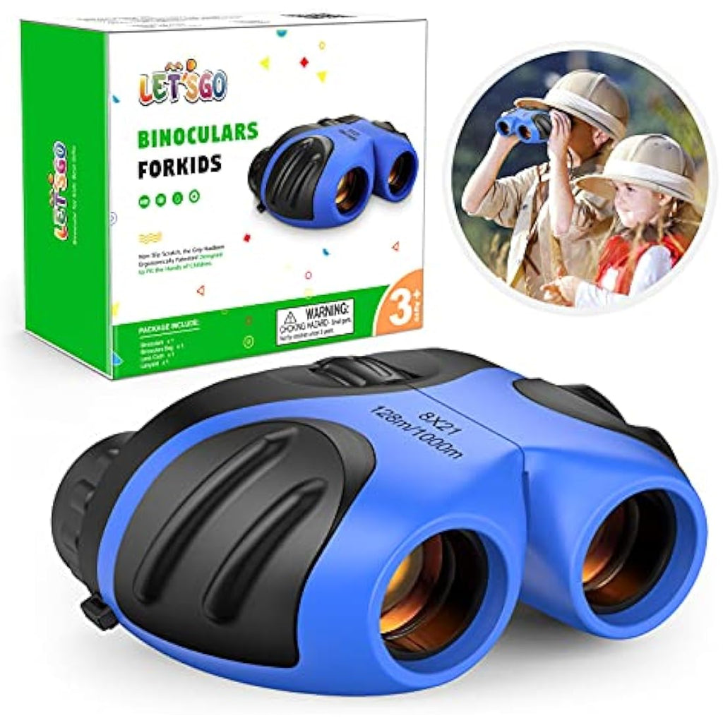 EUTOYZ Kids Binoculars – 8x21 Shockproof High Resolution Optics, Blue