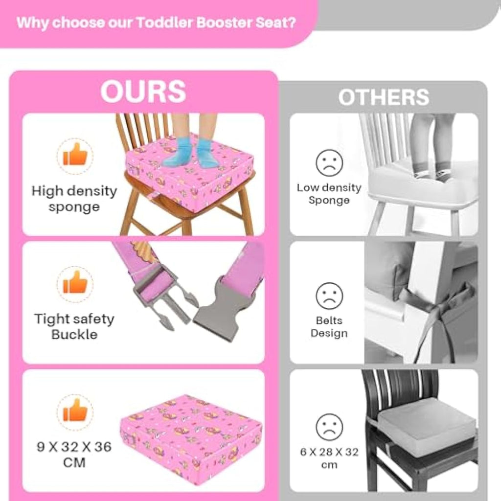 Baby Booster Seat for Dining Table – Non-Slip Pink Cushion