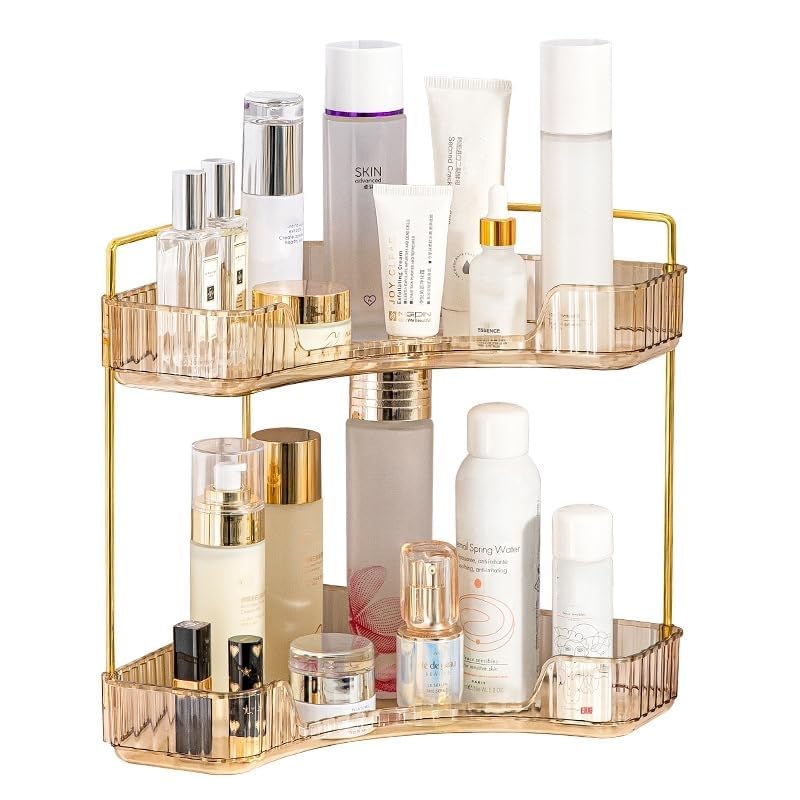 Jolof Store 2-Tier Bathroom Counter Shelf | Amber Vanity Makeup Organiser
