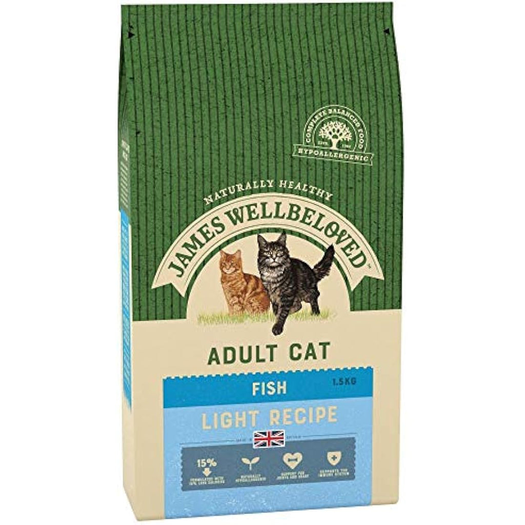 James Wellbeloved Light Adult Fish Dry Cat Food - 3 x 1.5kg Bundle