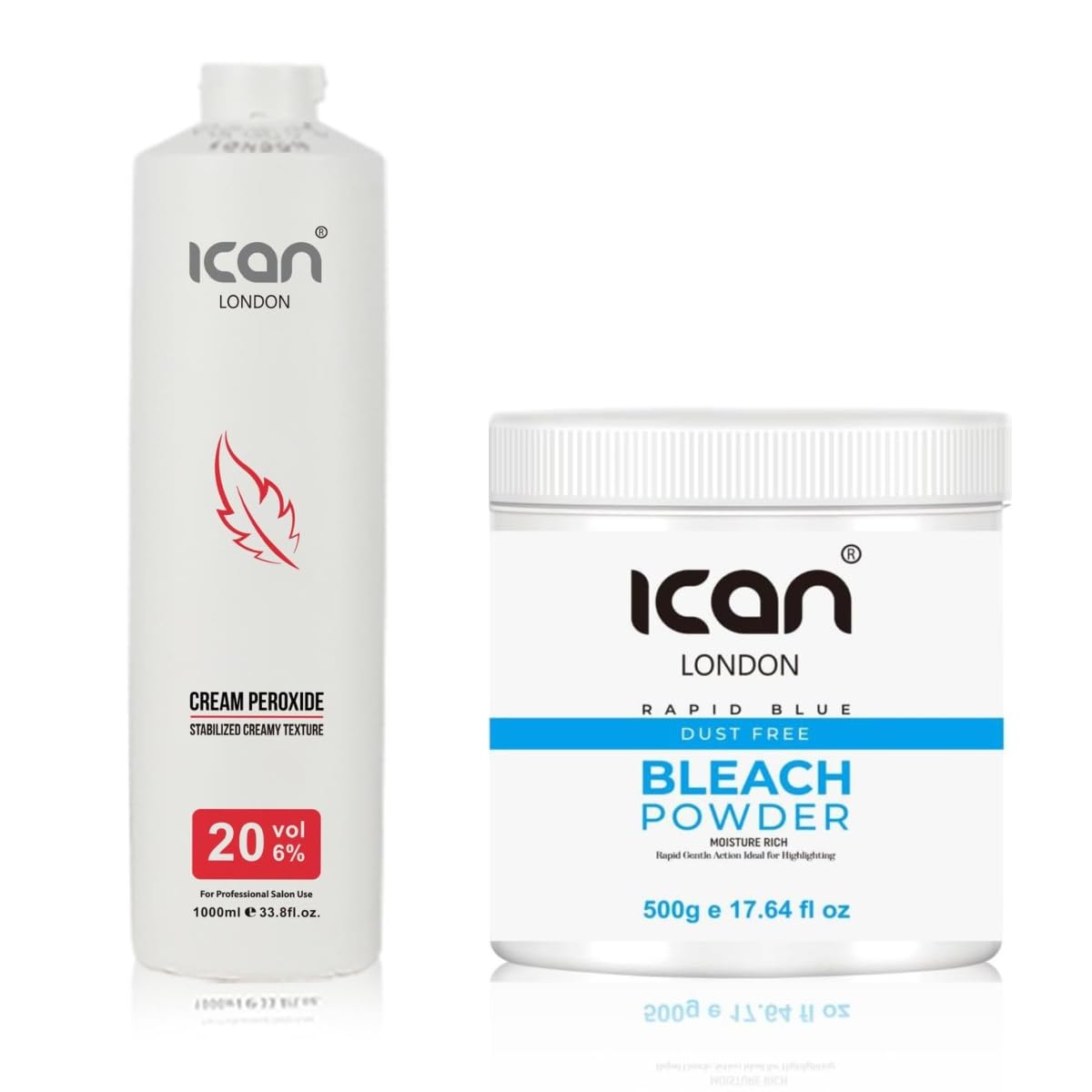 Ican London Hair Bleach Set – 20 Vol Peroxide 1000ml & Blue Powder 500g