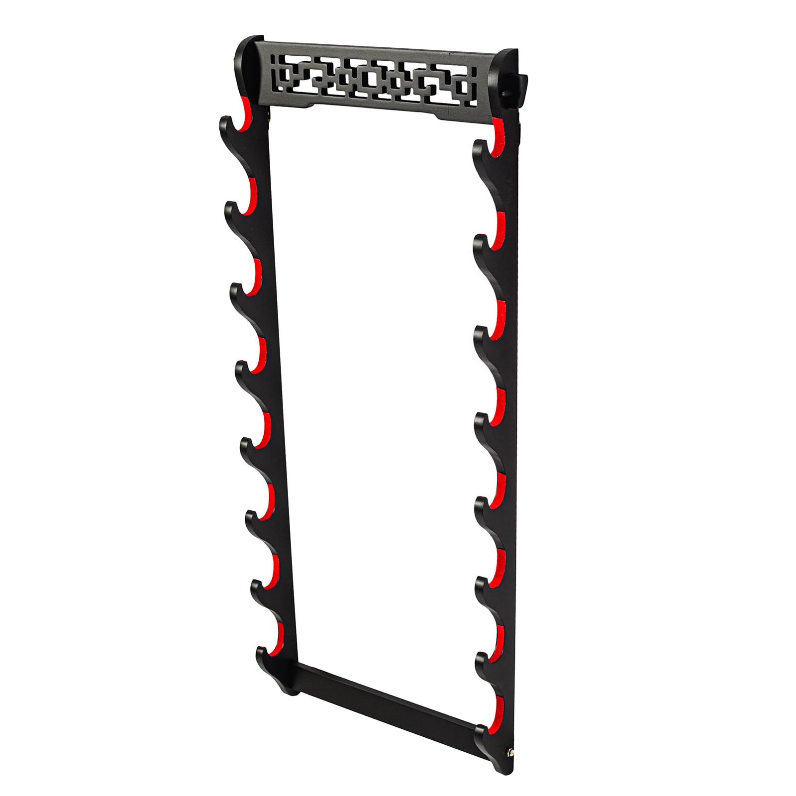 FOXSMZZ 8-Tier Samurai Sword Wall Mount - Black Velvet Padded Rack