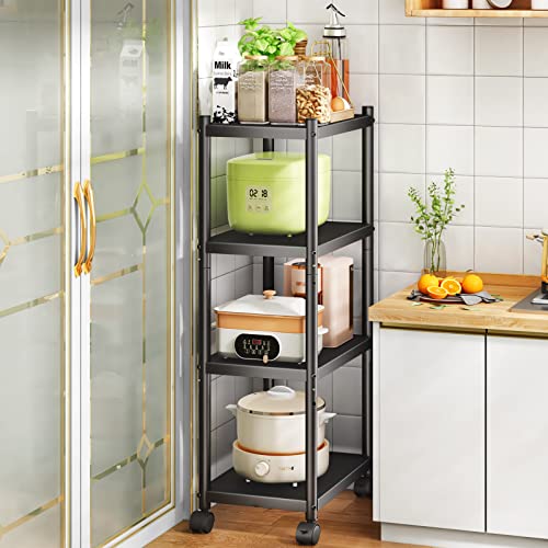 SAYZH 4-Tier Metal Kitchen Trolley | Heavy Duty Rolling Storage Rack